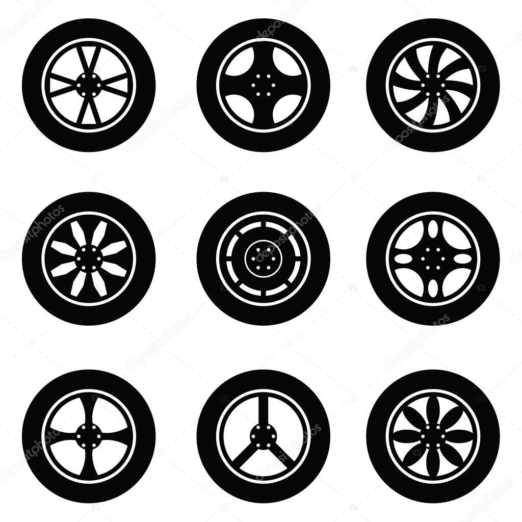 car wheel icon set