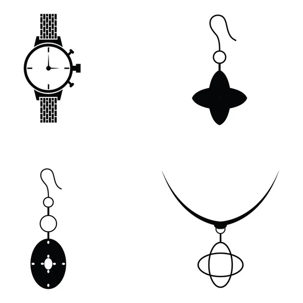 Ensemble d'icônes bijoux et accessoires — Image vectorielle