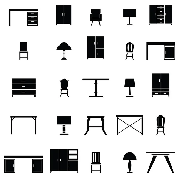 De pictogrammenset meubilair — Stockvector