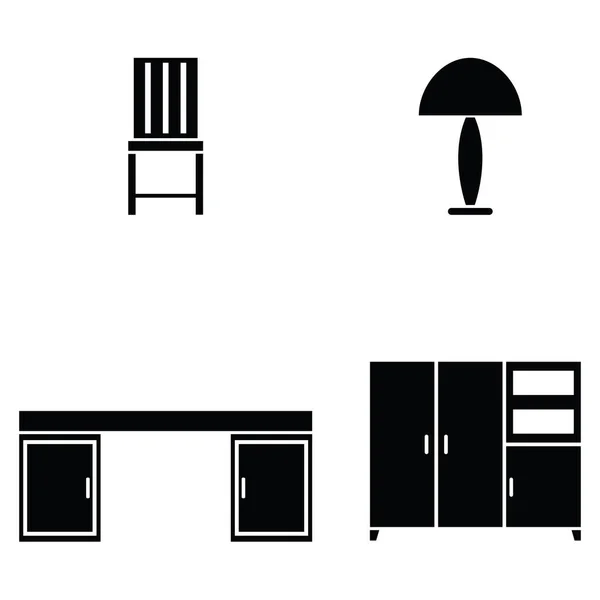 El conjunto de iconos de muebles — Archivo Imágenes Vectoriales