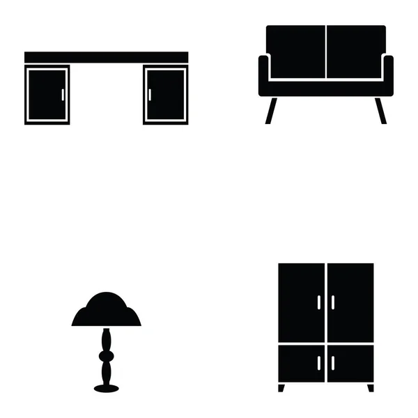 De pictogrammenset meubilair — Stockvector