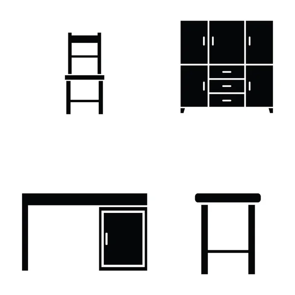 De pictogrammenset meubilair — Stockvector