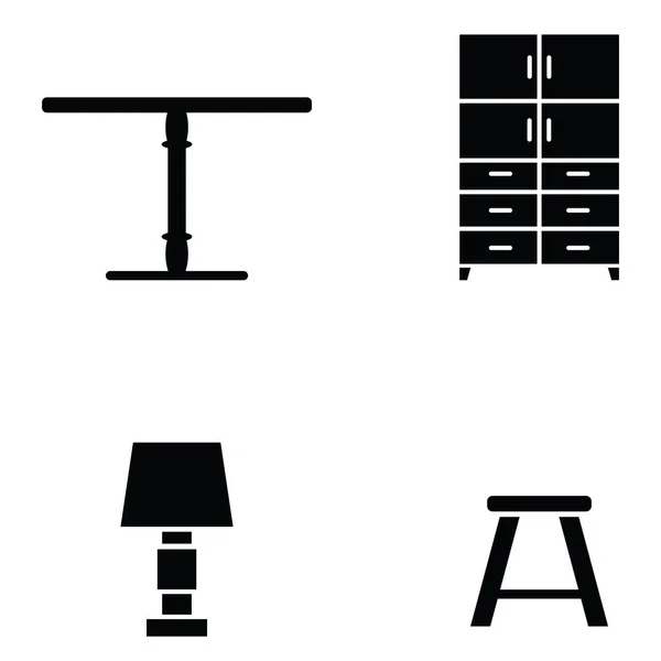 De pictogrammenset meubilair — Stockvector