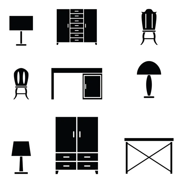 El conjunto de iconos de muebles — Vector de stock