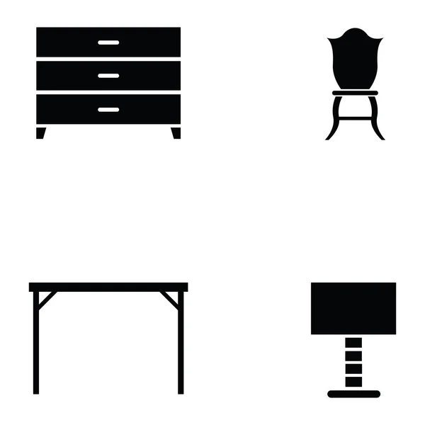 El conjunto de iconos de muebles — Archivo Imágenes Vectoriales