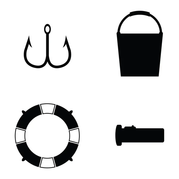 El conjunto de iconos de pesca — Vector de stock
