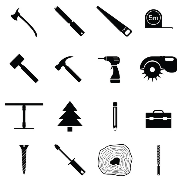 El conjunto de iconos del carpintero — Vector de stock