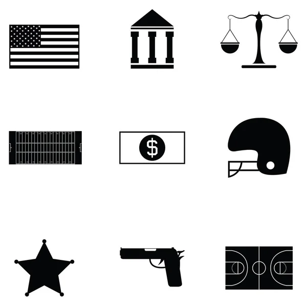 El conjunto de iconos americanos — Vector de stock
