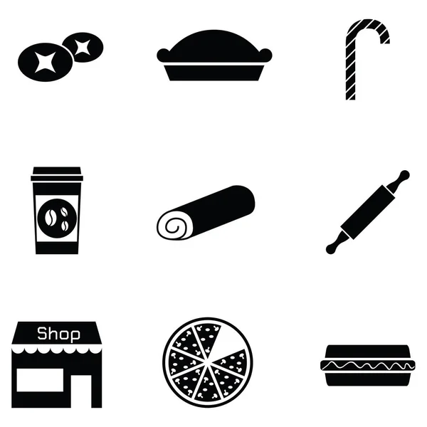 De pictogrammenset voor de bakkerij — Stockvector