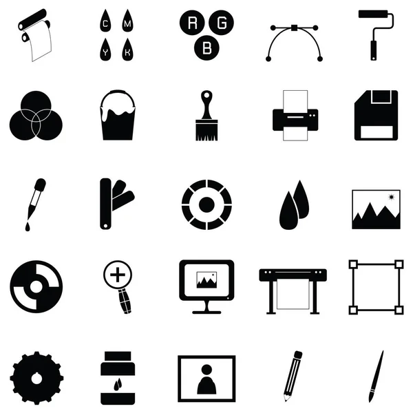 El conjunto del icono de impresión — Archivo Imágenes Vectoriales