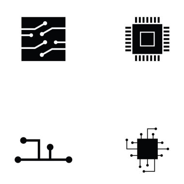 circuit board icon set clipart