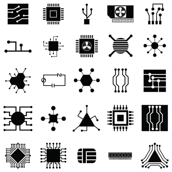 Set icona circuito stampato — Vettoriale Stock