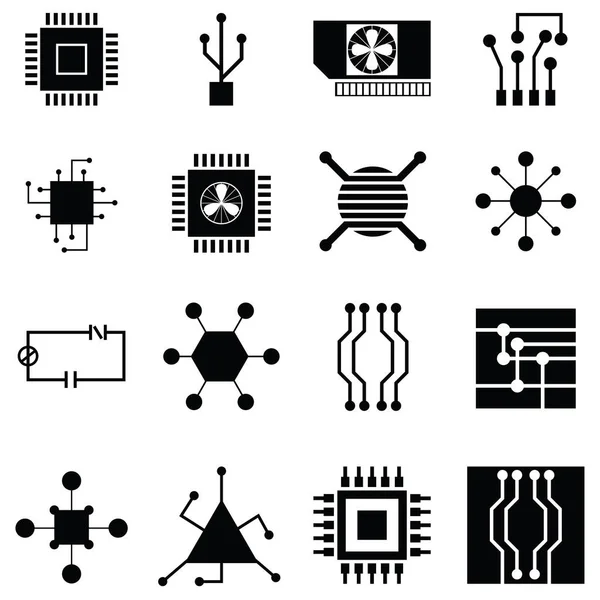Set icona circuito stampato — Vettoriale Stock