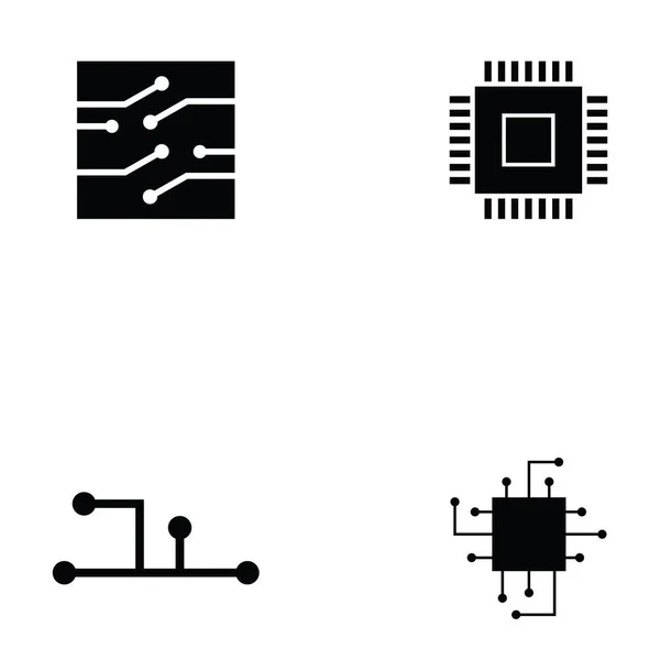 Carte de circuit imprimé icône ensemble — Image vectorielle