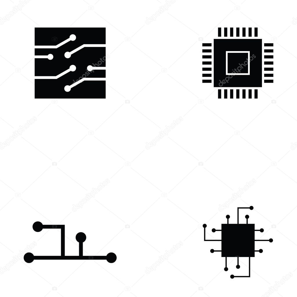 circuit board icon set