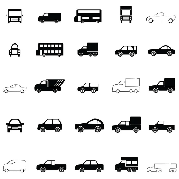 El icono del coche conjunto — Vector de stock