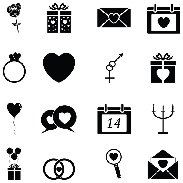 Día de San Valentín icono conjunto — Vector de stock