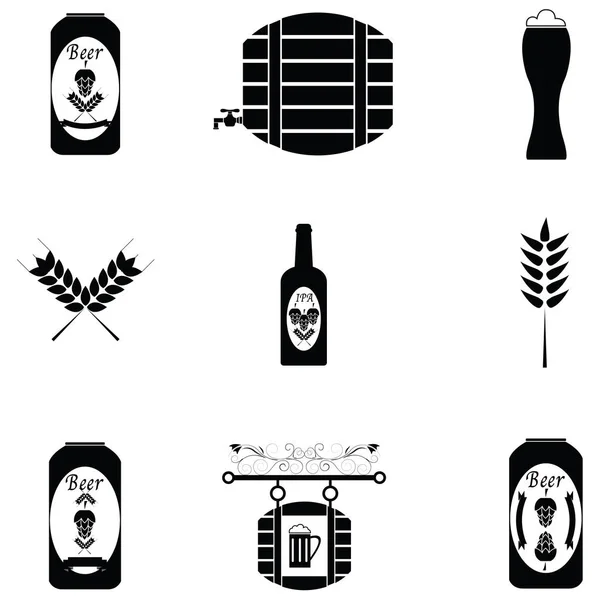 Il set di icone della birra — Vettoriale Stock