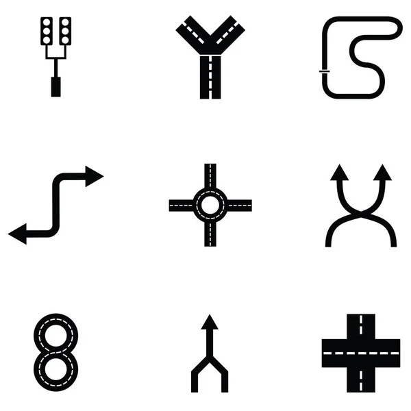 Ensemble d'icônes routières — Image vectorielle