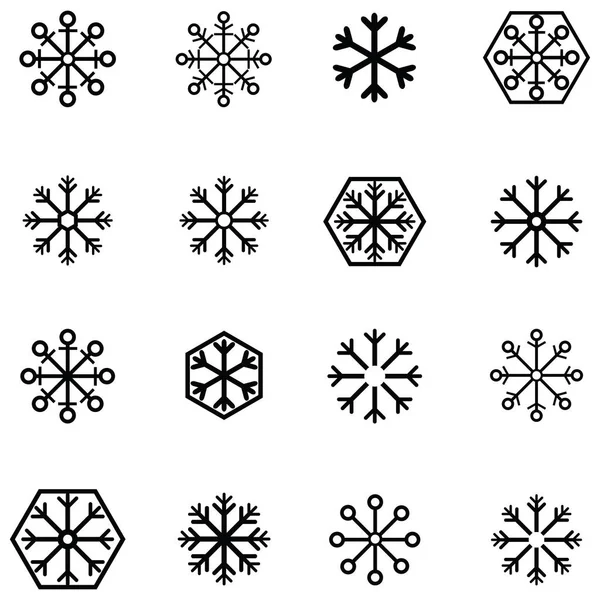 Schneeflocken-Symbol gesetzt — Stockvektor