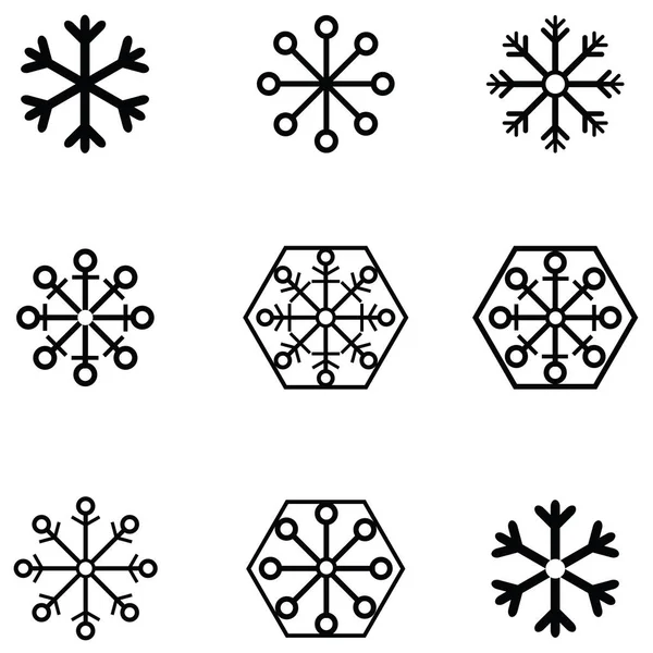 Conjunto de ícones de flocos de neve — Vetor de Stock