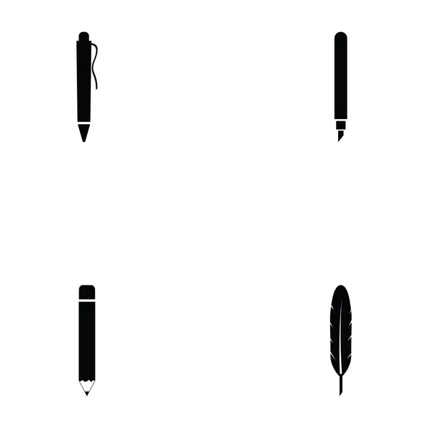Set de icono de pluma — Vector de stock