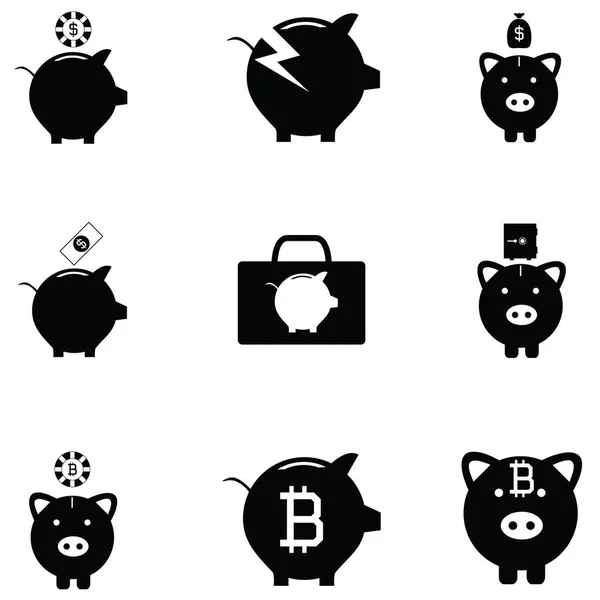 Piggy bank icon set — Stock Vector