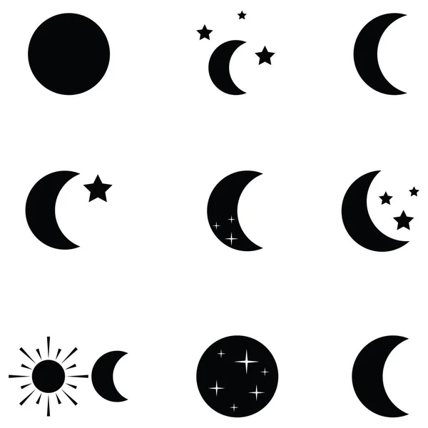 Icône de lune ensemble — Image vectorielle