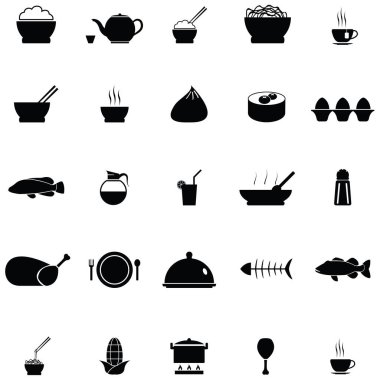 Çin yemeği Icon set