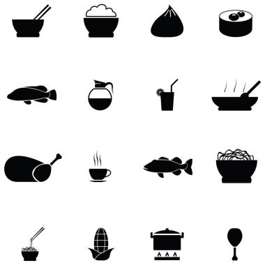 Çin yemeği Icon set
