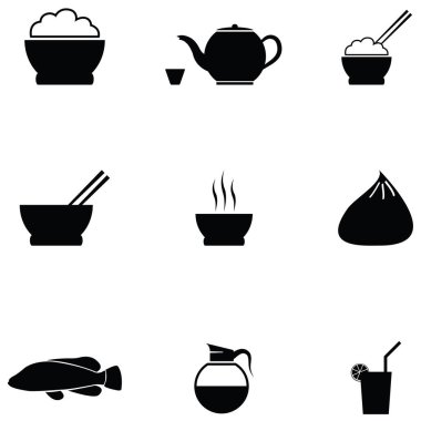 Çin yemeği Icon set