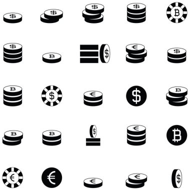 madeni para Icon set