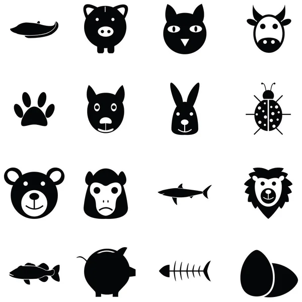 Conjunto de iconos animales — Vector de stock