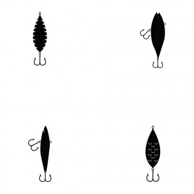 Balık tutma Icon set yemler