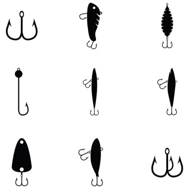 Balık tutma Icon set yemler