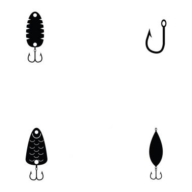 Balık tutma Icon set yemler