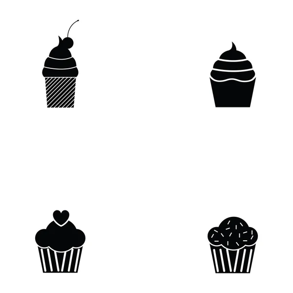 Conjunto de ícones de cupcake — Vetor de Stock