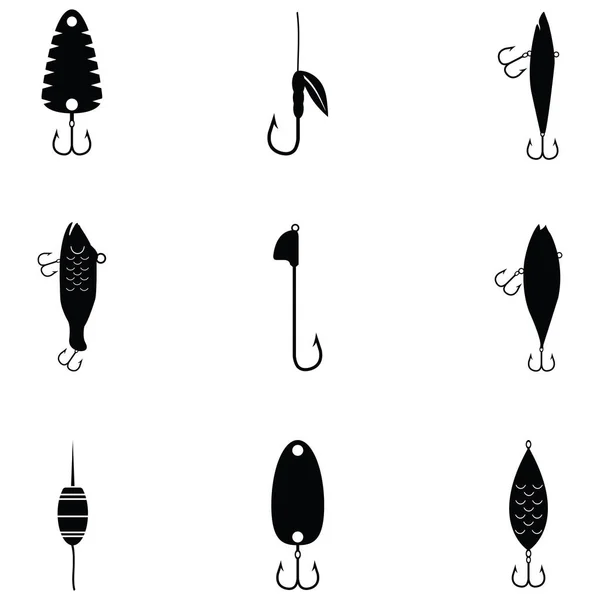 Cebos de pesca icono conjunto — Vector de stock