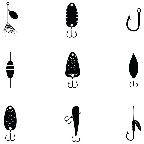 Angelköder Icon Set — Stockvektor