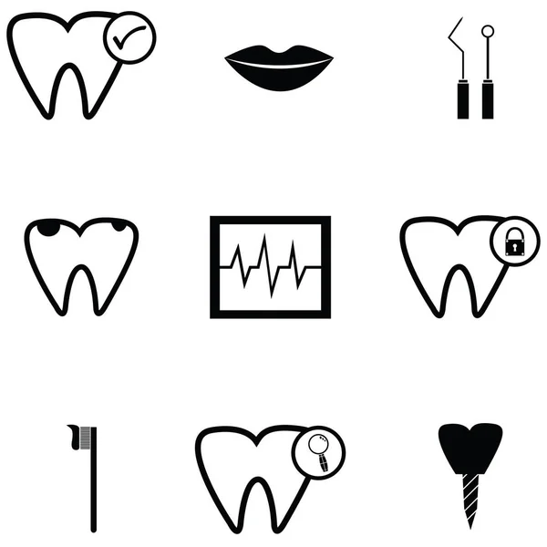 Zahnarzt-Ikone gesetzt — Stockvektor