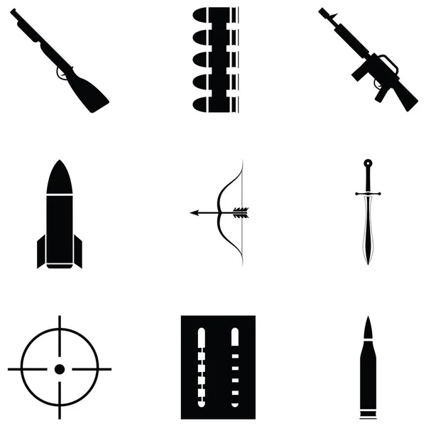 Waffensymbole gesetzt — Stockvektor