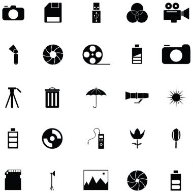 Fotoğrafik ekipman Icon set