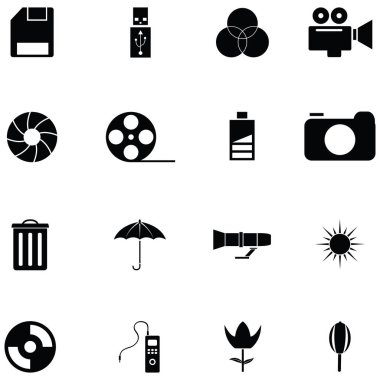 Fotoğrafik ekipman Icon set