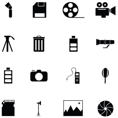 Fotoğrafik ekipman Icon set