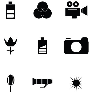 Fotoğrafik ekipman Icon set