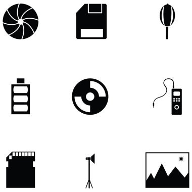Fotoğrafik ekipman Icon set