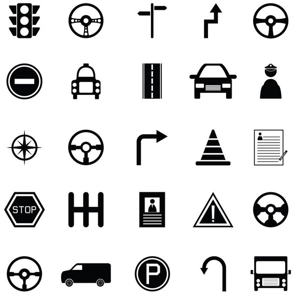 driving school icon set