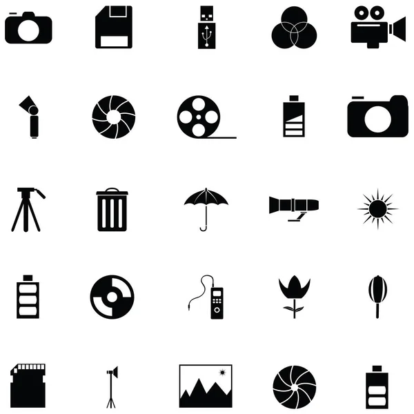 Set di icone per attrezzature fotografiche — Vettoriale Stock