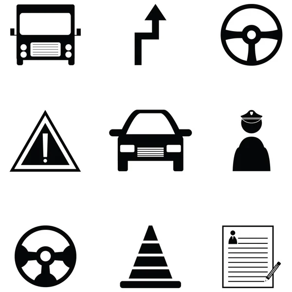 Driving school icon set — Stock Vector