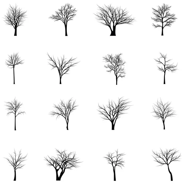 Colección de siluetas de árboles — Vector de stock
